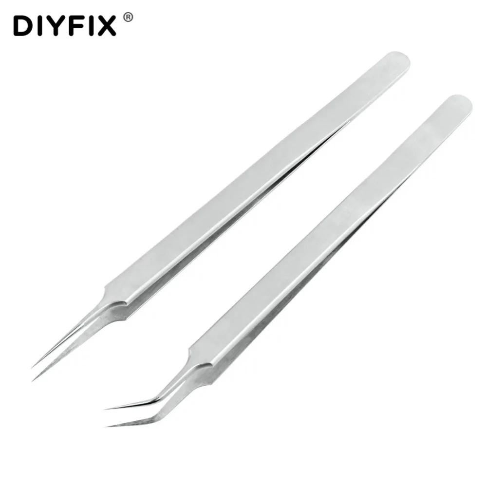 DIYFIX ультра точные пинцеты антистатические изогнутые прямые наконечники из