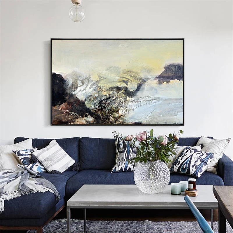 Винтаж Wall Art Абстрактная живопись Китайская на холсте Пост Модерн Плакаты и