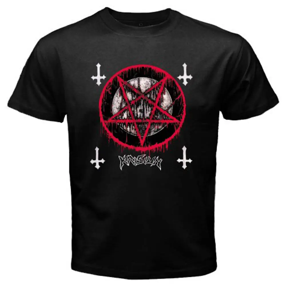 

New KRISIUN Brazilian Death Metal Band Logo Men's Black T Shirt Size S to 3XL Short Sleeve T-Shirt Free Shipping