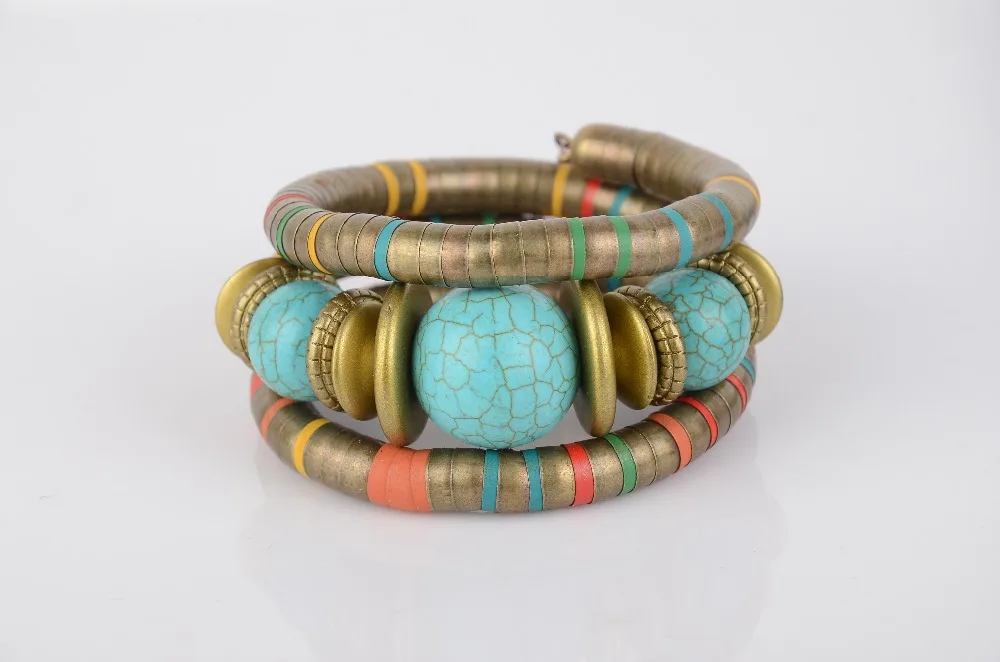 

2020 Hot Jewelry vintage Tibetan Bracelet Inlay Roundness Bead bracelet in charm Adjust Bangle for women ym019