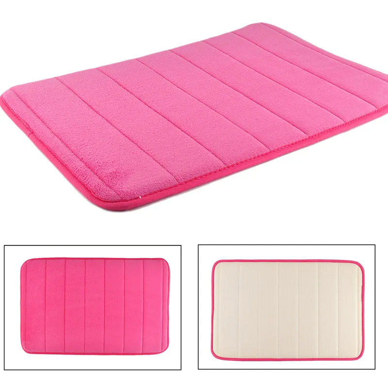 

Velvet Fabric Bathroom Products Non-slip Foam Bath Floor Mats Vertical Stripes Rug Mat Carpet For Home Bedroom Living room