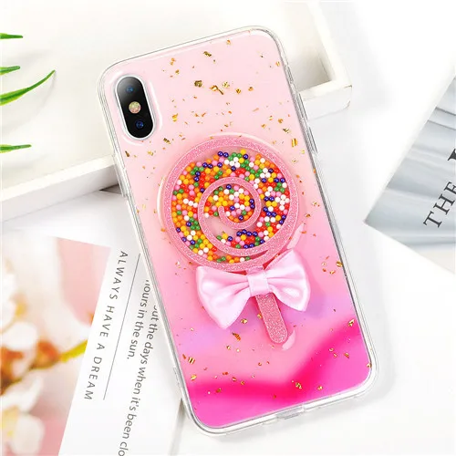 Style 2 3D леденец градиентный телефонный чехол для iPhone XR XS Max блестящий золотой фольгой Мягкий ТПУ чехол для iPhone X 6 6S 7 8 Plus чехол Capa Funda - Цвет: Style 2