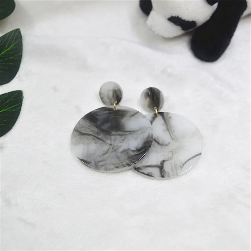 2019 Korean fashion retro geometric circular acetic acid dangle earrings women vintage round resin jewelry accessories pendants | Украшения