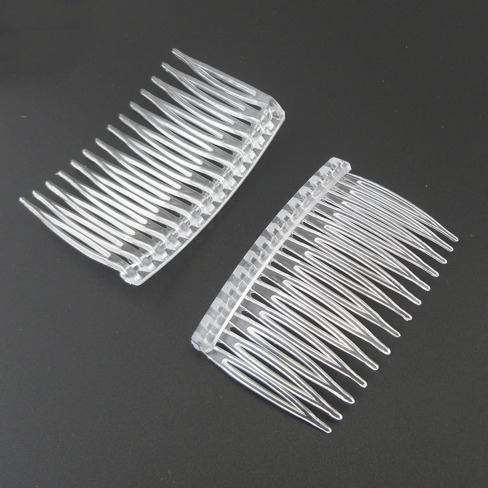 20 шт 4 5 см * 7 0 14 зубьев прозрачные пластиковые боковые расчески для diy аксессуары