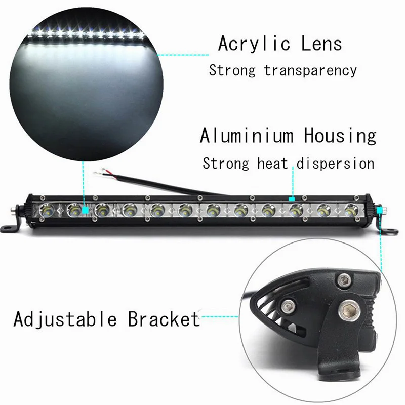 Экстремально тонкий внедорожный свет бар 13 дюймов 36 Вт светодиодный чип 3500LM