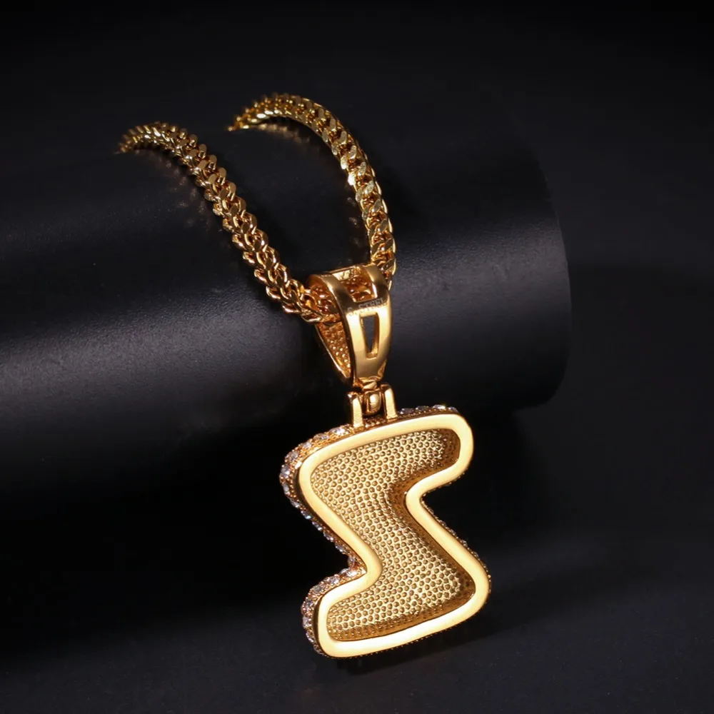 THE BLING KING Small Size Stainless Steel Initial letter Necklace Pendant For Men Women Iced Rhinestones Color | Украшения и