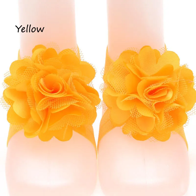 1Pairs Tulle Twirl Flower Newborn Barefoot Sandals Lovely Feet Decoration Shoes |