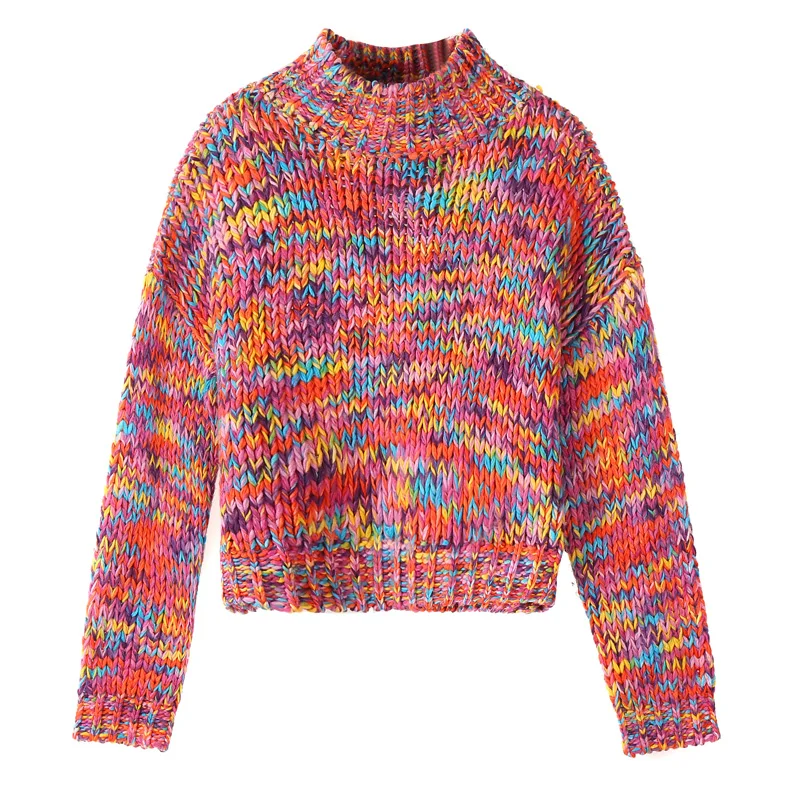 2021 Autumn Winter Plus Size Women Sweater New Fashion Loose Casual Warm High Collar Short Paragraph Ladies Sweaters Female L743 | Женская