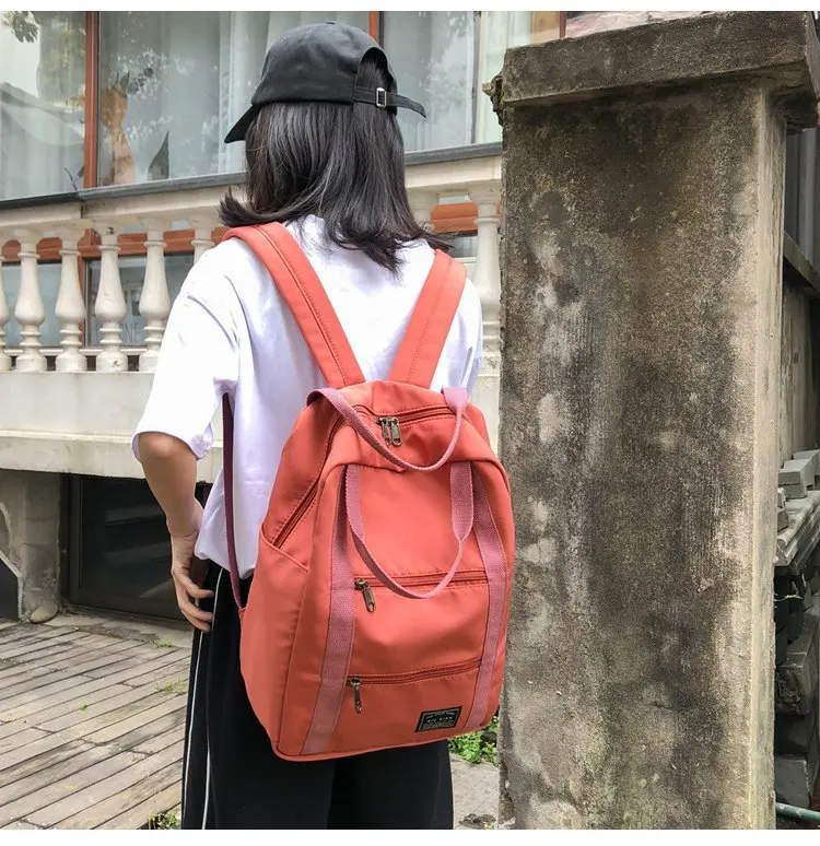 Модный женский рюкзак, Одноцветный нейлоновый рюкзак Mochilas, женская сумка на плечо, рюкзак для девочек-подростков