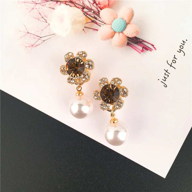 Top Sale Big Round Pearl Pendant Sunflower Mujer Boho moda Drop Earrings Fashion jewelry bohemian brincos For Women Femme 2018 | Украшения