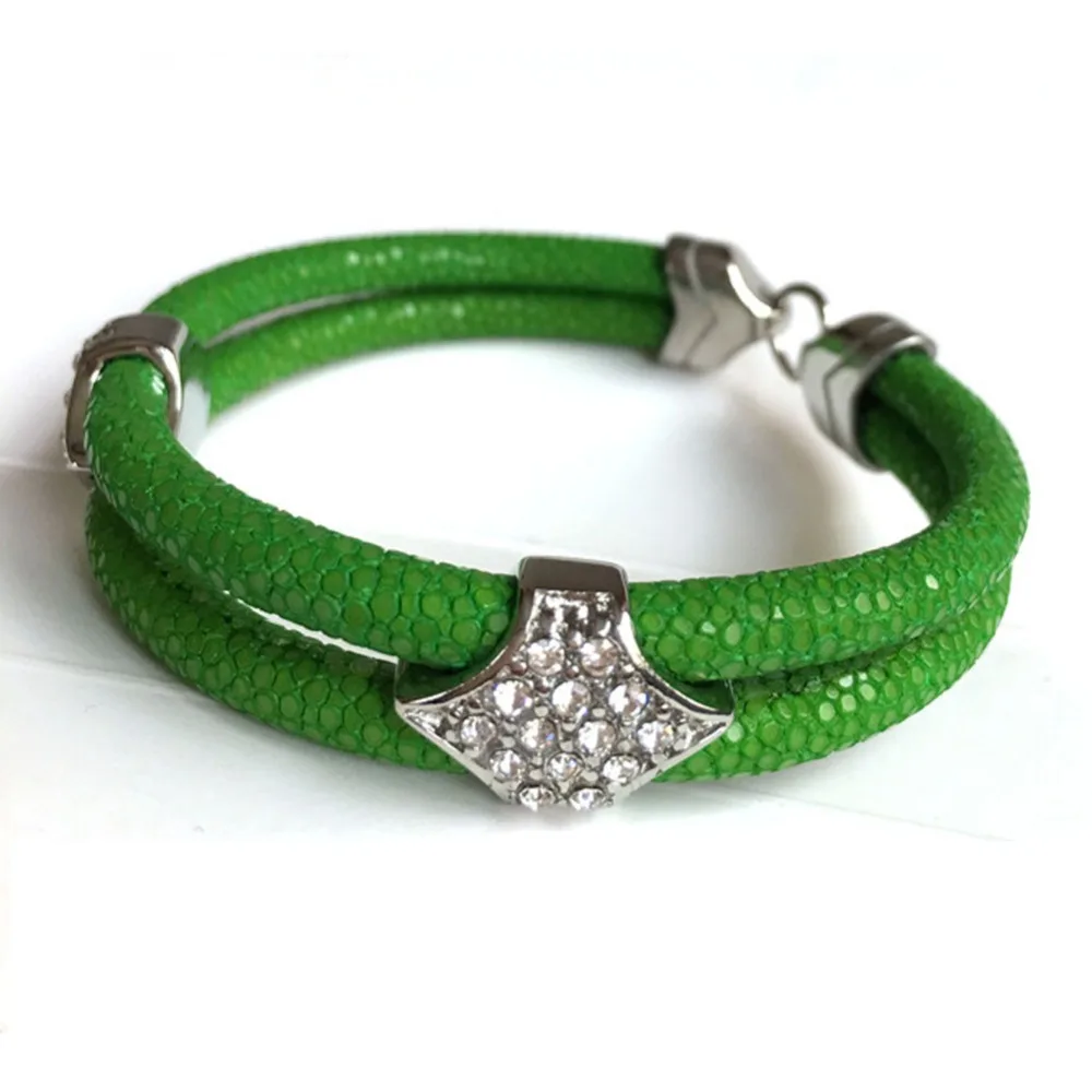 Beichong модный 5 мм зеленый тайский кожаный серебристый браслет с пряжкой из