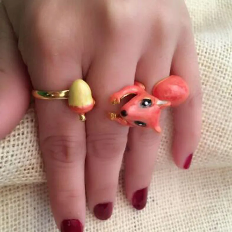 Мультфильм животных капающая белка Bijuterii 3 рис/сидячие Колечки bague lots sortijas ajustables