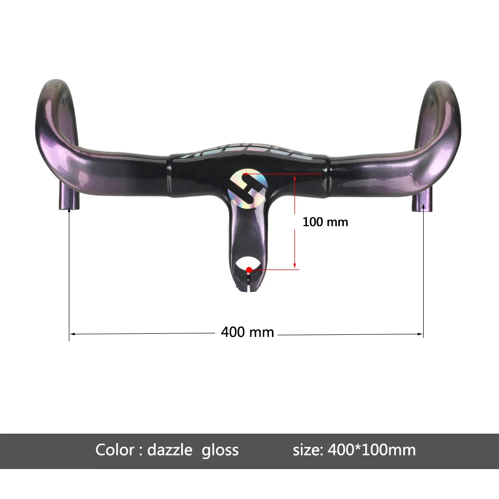 Dazzle 400x100mm TOSEEK Глянцевая труба из углеродистого волокна 3K углеродная велосипедная дорога, интегрированый руль велосипеда стволовых 28,6X400/420/440-100 мм - Цвет: Dazzle 400x100mm