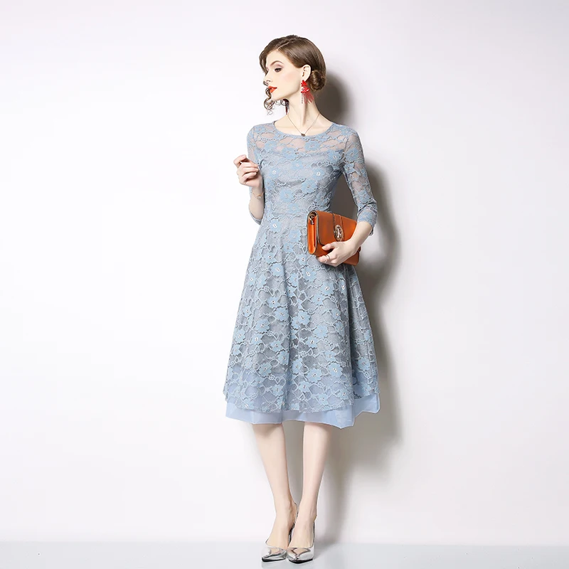 2019 Весна и Осень Европейская станция темперамент дамы семиточечные рукава слово