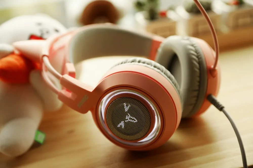 SOMIC G951 розовые кошачьи наушники виртуальной 7,1 с шумоподавлением, игровые наушники, вибрация, светодиодный, USB гарнитура, наушники для девочек, для ПК
