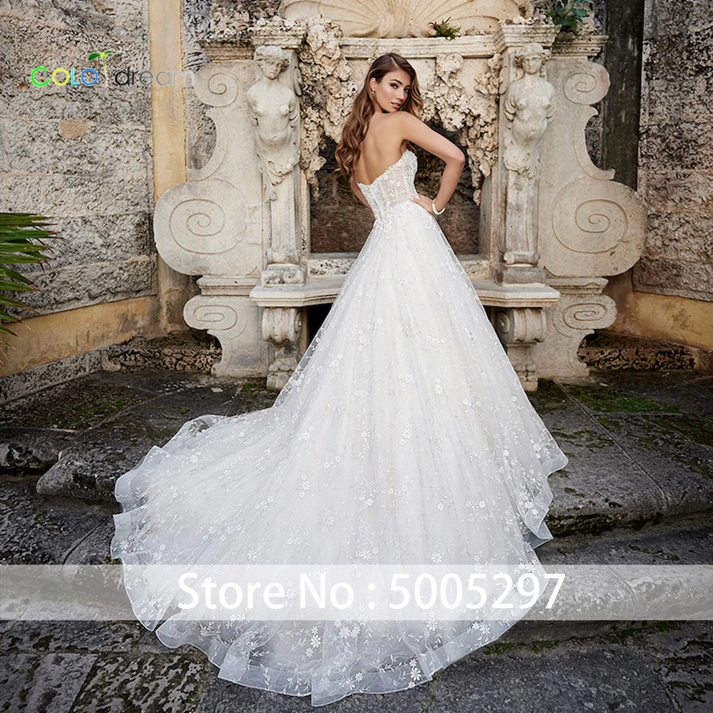 2019 свадебное платье A line vestido de novia Chapel train без бретелек | Свадьбы и торжества