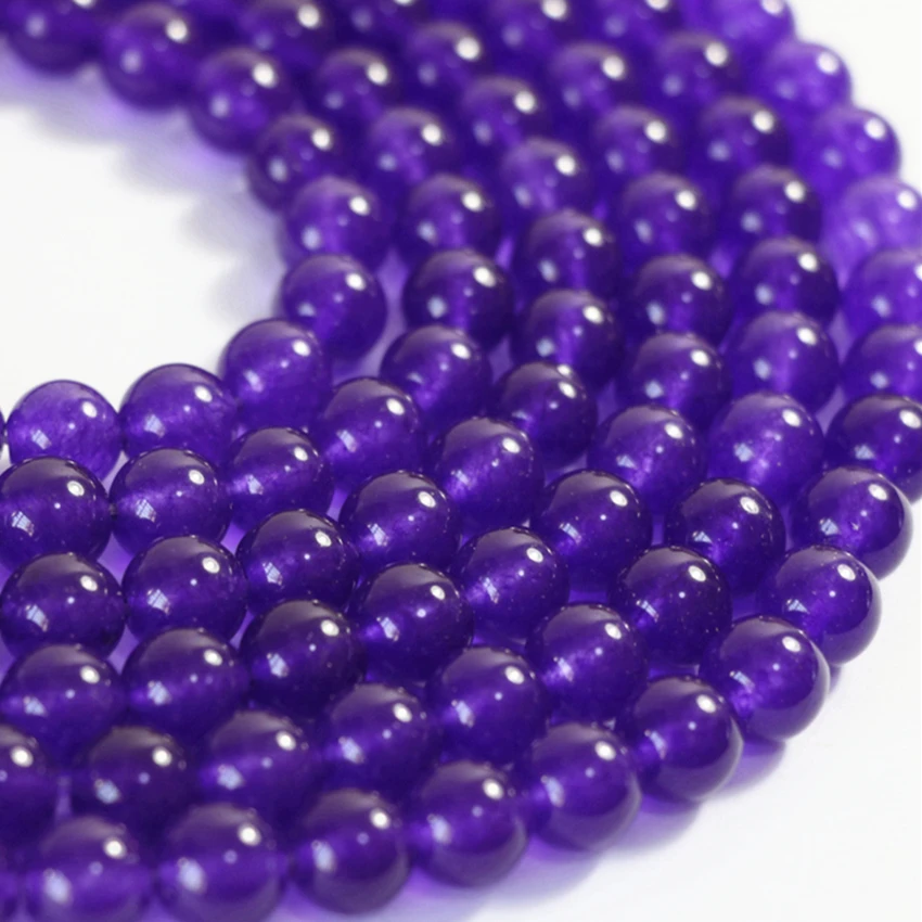 

Natural stone dyed green purple blue chalcedony jades 4mm 6mm 8mm 10mm 12mm round loose beads jewelry making 15inch B24