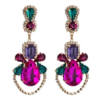 kmvexo water drop oorbellen geometric colorful crystal big dangle earrings for women 2019 wedding party pendientes mujer moda