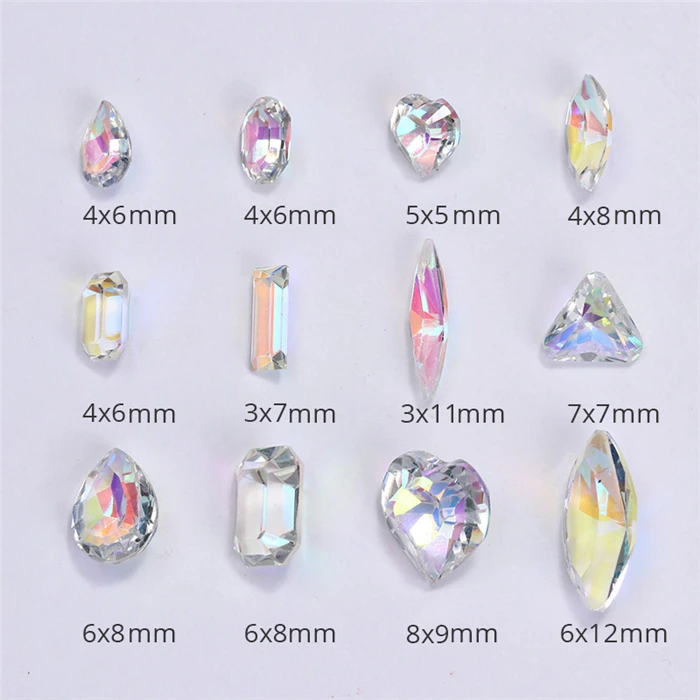 Серия Marquise Стразы для ногтей многоцветные опаловые острые нижние аксессуары для маникюра 3D украшения для ногтей в колесах