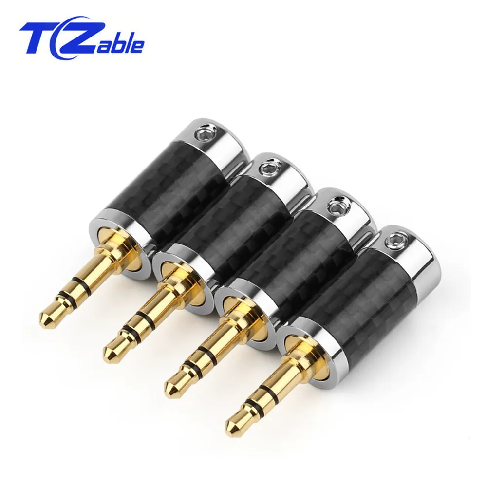 

Jack 3.5mm Headphone Adapter 3 Pole Stereo Metal Splice Carbon Fiber Earphone Male Plug HiFi Audio Jacks Soldering Connector DIY