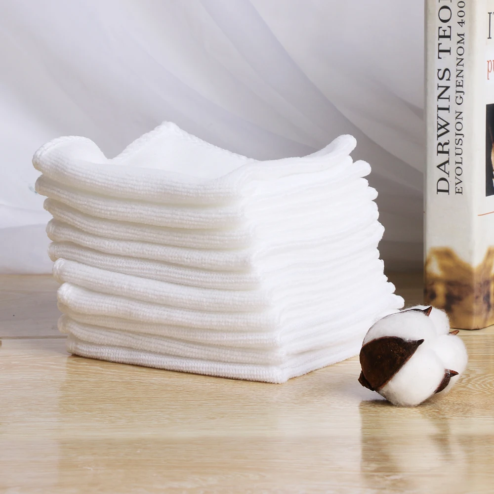 

6 Pcs Car Towel White Square Microfiber Car Cloth Towel New High Quality Home Kitchen Wash Practical Cleaning Cloth 25cm x 25cm
