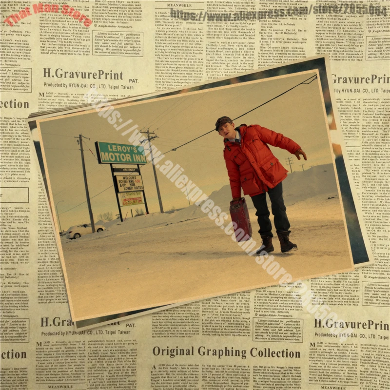 Fargo ВИНТАЖНЫЙ ПЛАКАТ справа Фарго ТВ фильм Мартин Фримен декоративная живопись Ретро плакат 42X30 см