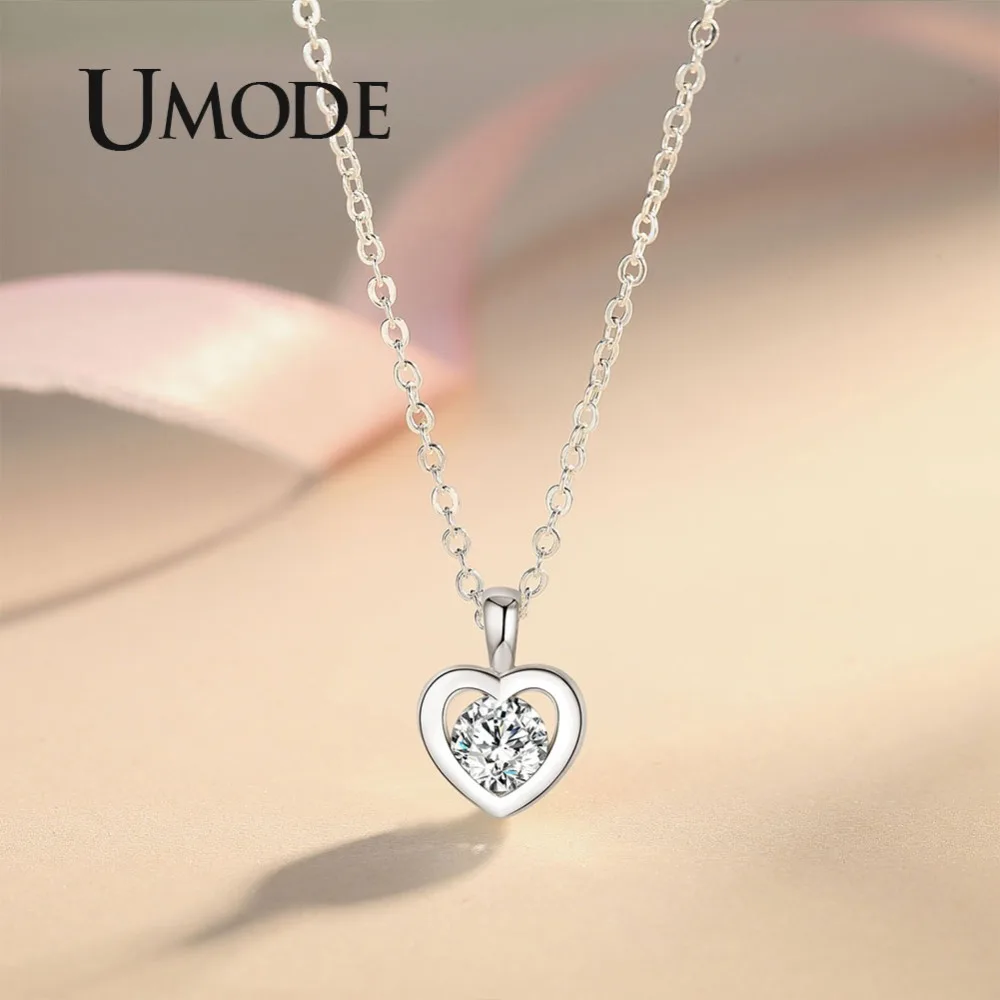 UMODE корейские маленькие милые AAA+ Сердце CZ серьги-гвоздики CZ Длинная цепочка Ожерелья Подвески Ювелирные наборы US0058