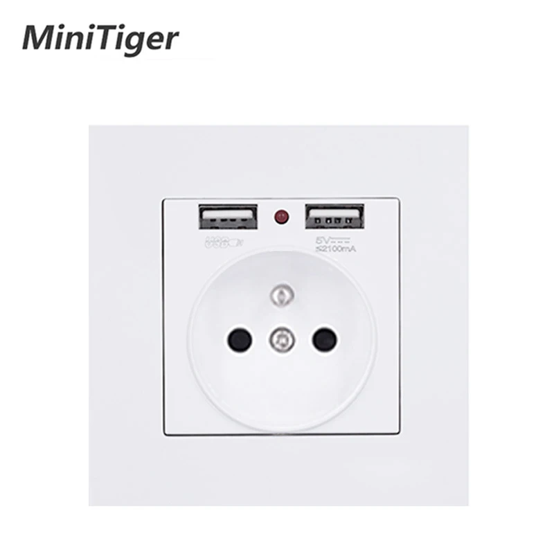 Minitiger EU/французский стандартный ПК Панель лучший двойной USB порт 2.1A настенное