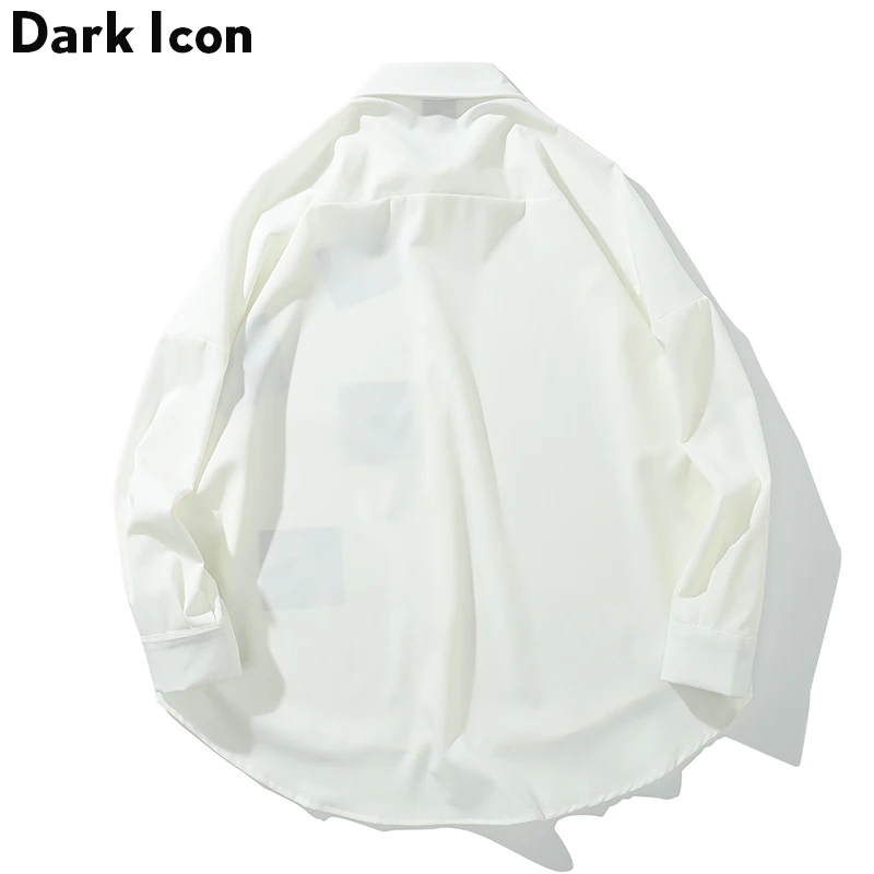 Dark Icon Printed Oversized Shirt Men 2019 Summer Turn-down Collar Men's Shirts Three Quarter Sleeve Shirts for Men