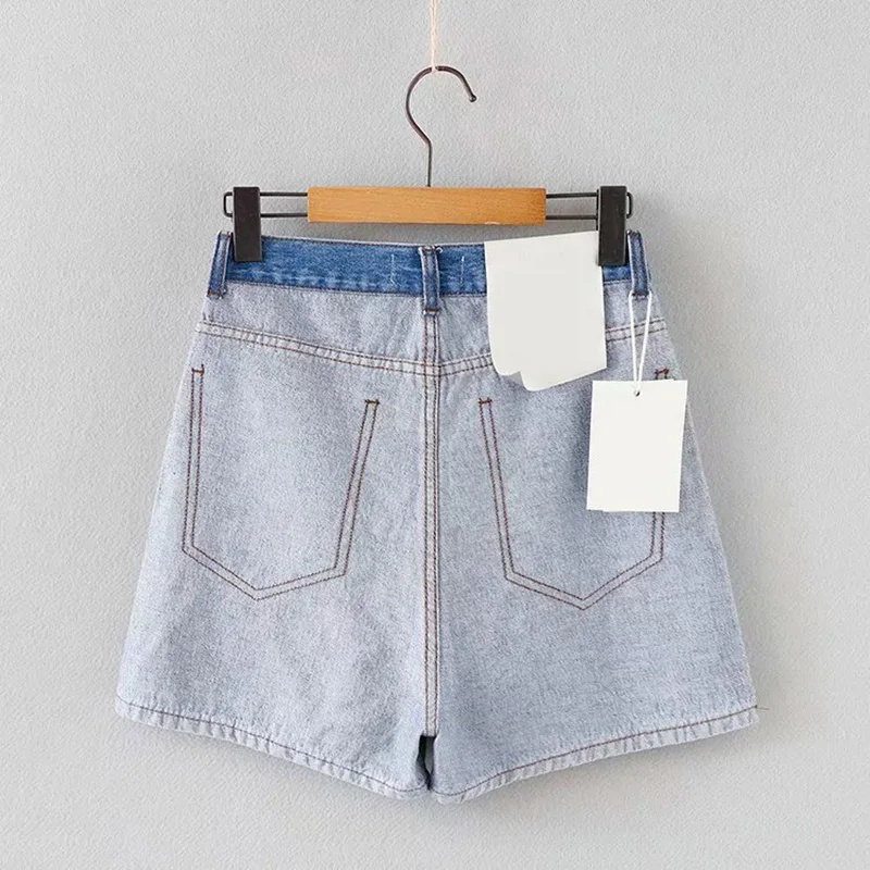 Летние джинсовые шорты GOPLUS винтажные Лоскутные с высокой талией и обратным