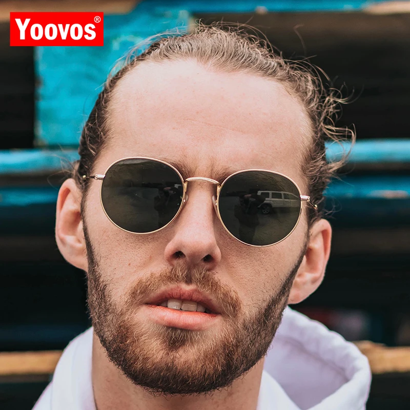 Yoovos, поляризационные солнцезащитные очки, мужские,, Ретро стиль, круглые солнцезащитные очки для женщин/мужчин, поляризационные, Ретро стиль, Роскошные, зеркальные, Oculos De Sol Feminino