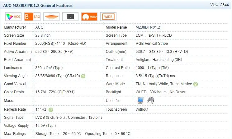 ips ЖК-экран LTM238DL01 M238DTN01 M238DTN01.2 M238DTN01.3 для Dell S2417DG монитор