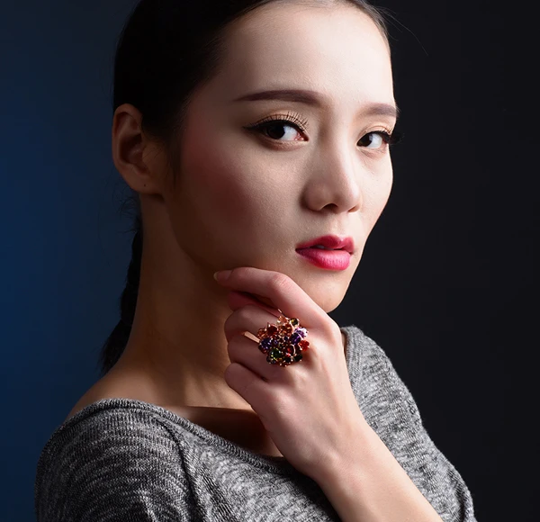 Женское кольцо на палец с фианитом розовое золото разные цвета|finger ring|rings for womenring |