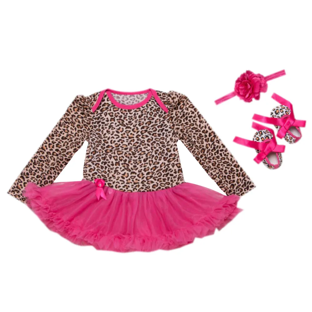 Комплект из 3 предметов Платье пачка с леопардовым принтом для новорожденных