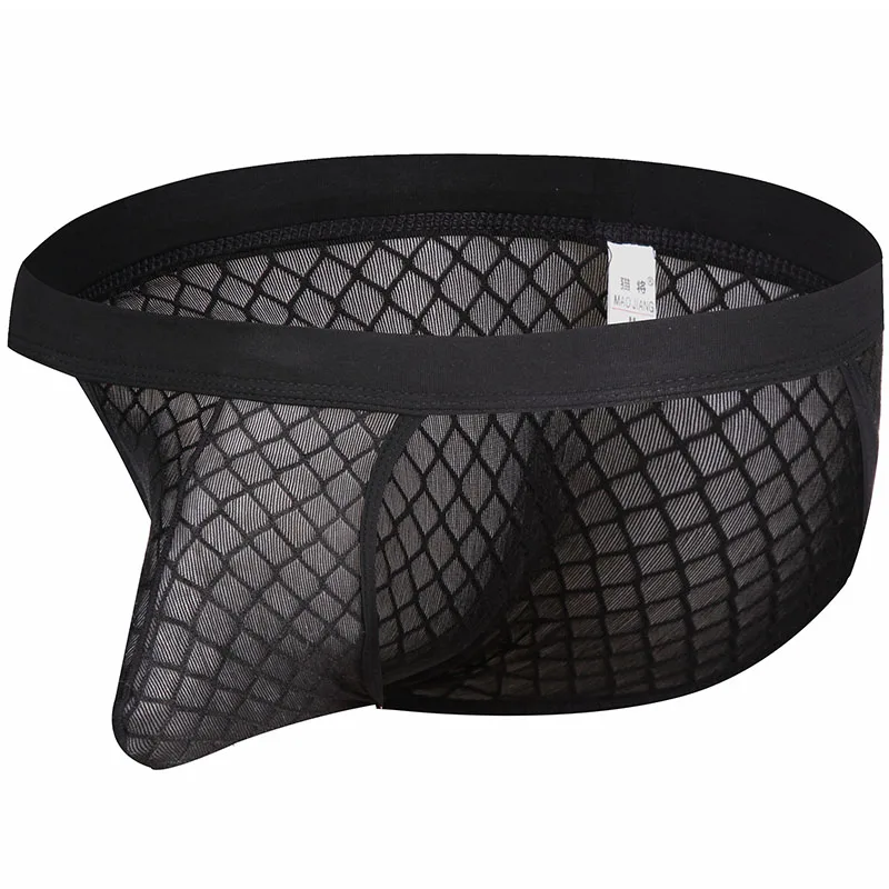 Мужские трусы брифы из прозрачной сетчатой ткани темно синие слипы сексуальное