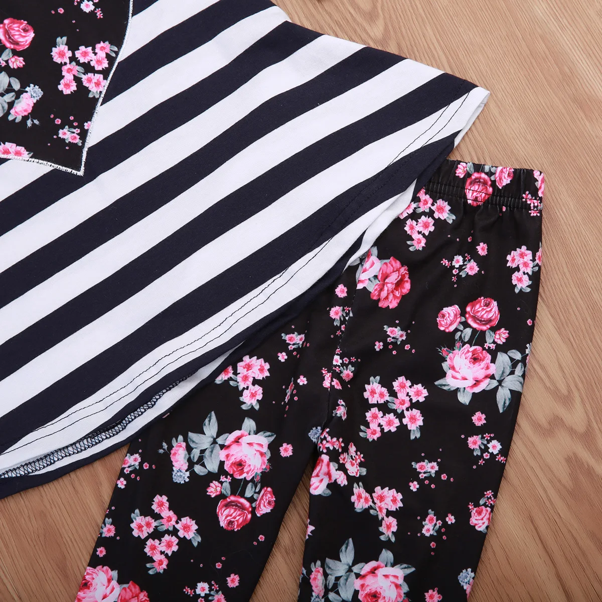 Хлопок 2 шт. для новорожденных маленьких девочек дети Футболка в полоску с