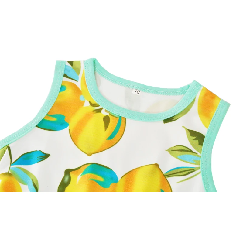 SOSOCOER/Детский комбинезон для новорожденных без рукавов с лимонным узором девочек