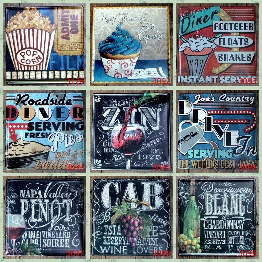 Жестяная вывеска квадратной формы с принтом пинота металлическая доска для