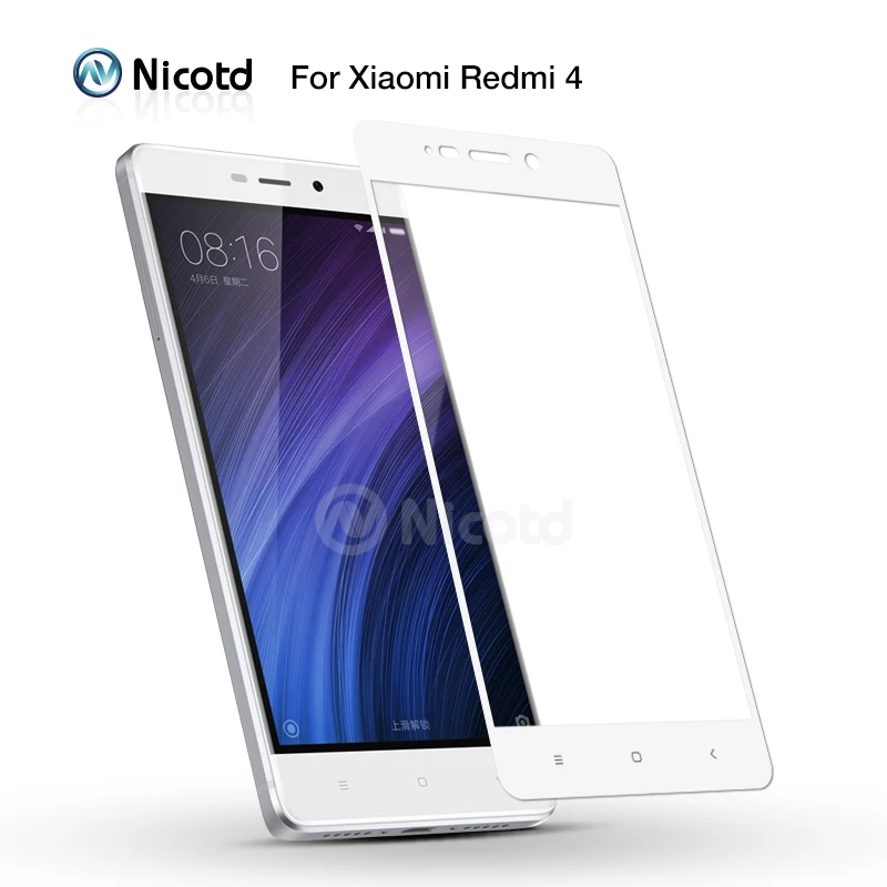 Цветное закаленное стекло Nicotd 2.5D с полным покрытием для Xiaomi Redmi 4 Prime Pro