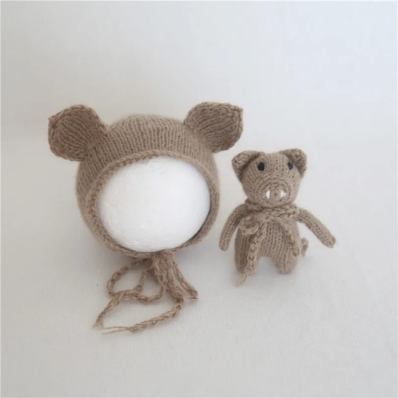 Нежно-розового цвета для новорожденных девочек шляпа и набор игрушек вязать