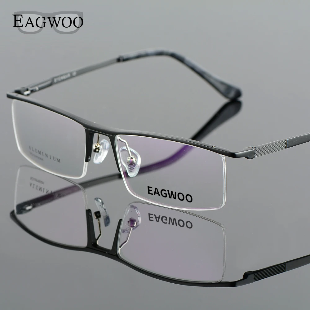 Gafas de negocios rectangulares para hombre, anteojos de medio Borde de aleación de aluminio, con marco óptico, color verde, 823022
