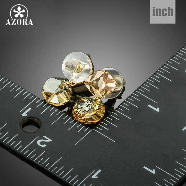 Женские серьги azora золотые капельки с кубиками циркония и австрийскими