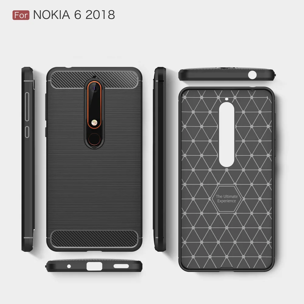 Для Nokia 6 2018 1 роскошные чехлы из углеродного волокна противоударные ТПУ для