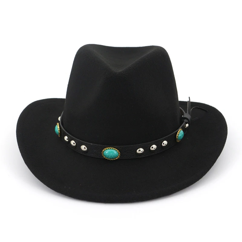Bull Rider Jazz Fedora Sunhat для мужчин и женщин, фетровые шляпы с лентой, ковбойская шляпа в западном стиле, черная, 6 цветов, шляпа-котелок для унисекс - Цвет: Черный