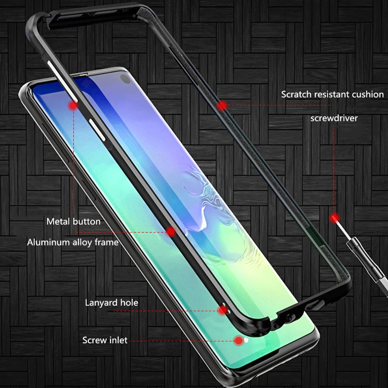 LUPHIE Curved Metal Bumper For Samsung Galaxy S10 Plus s10 Case Shockproof Aluminum Cover Protective Shell |