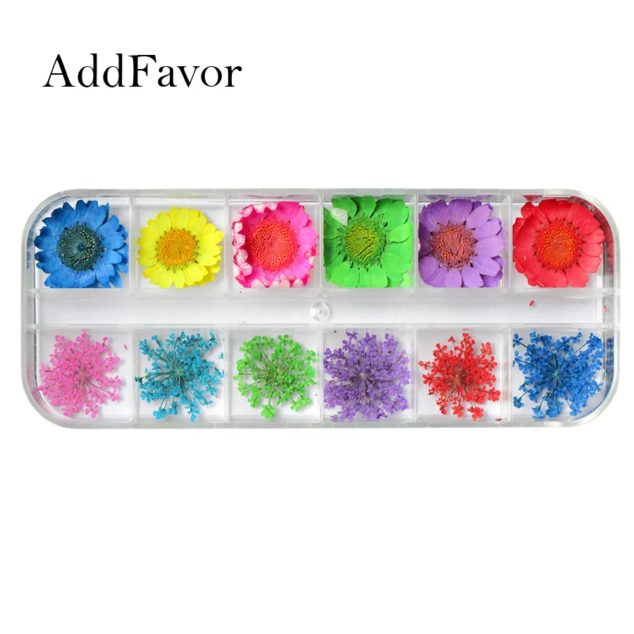 Addfavor 1 коробка искусство украшение натуральные Цветочные наклейки 3D сухие