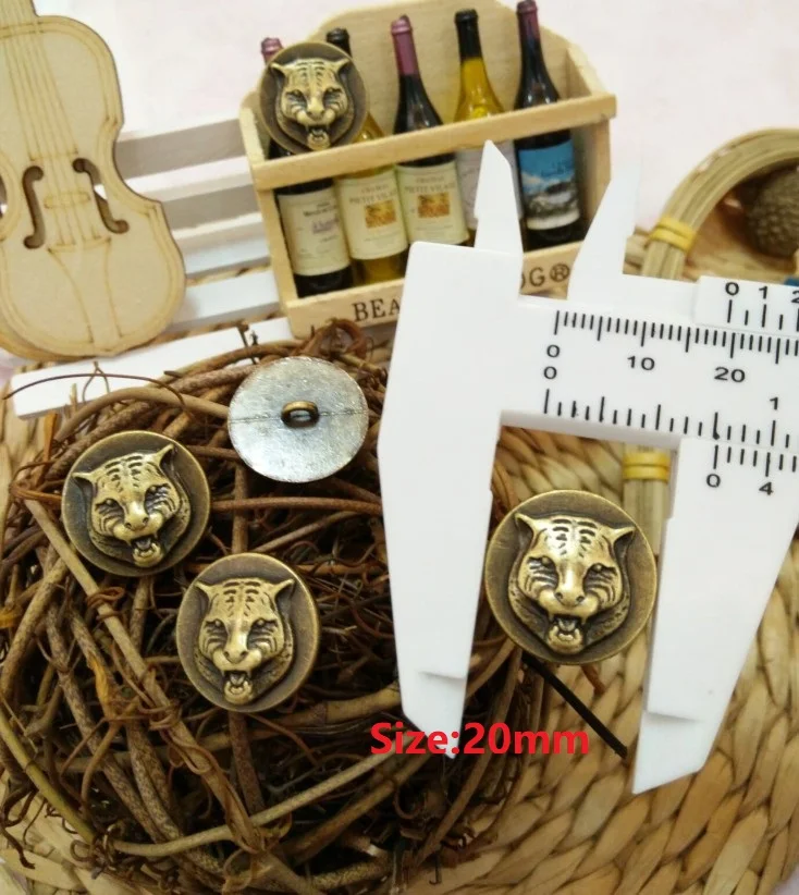 New 10 pieces tiger High grade Metal Retro bronze jacket buttons shirt Sweater button Decorations Accessories 20mm Free shipping | Дом и сад