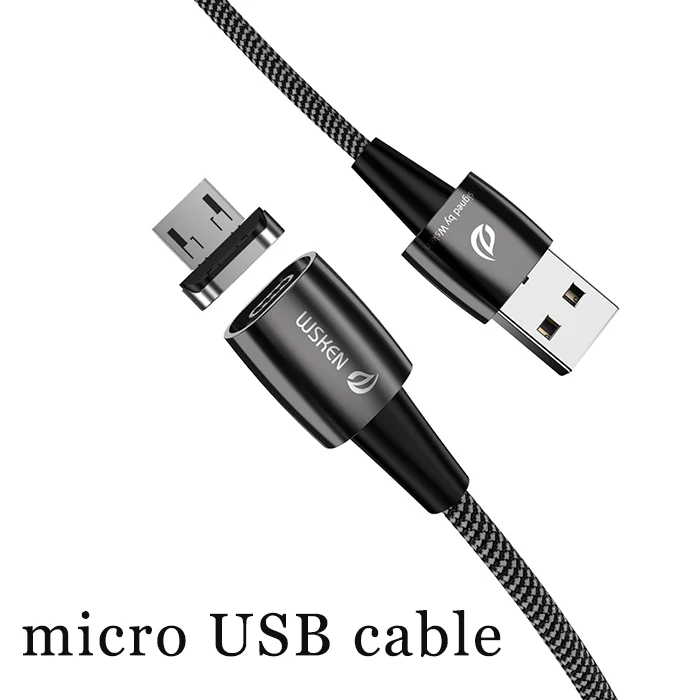 micro USB cable WSKEN Магнитный кабель для iPhone зарядное устройство X1Pro usb type C Micro USB кабель 3A Магнитный зарядный кабель для samsung USB C кабель провод - Цвет: micro USB cable
