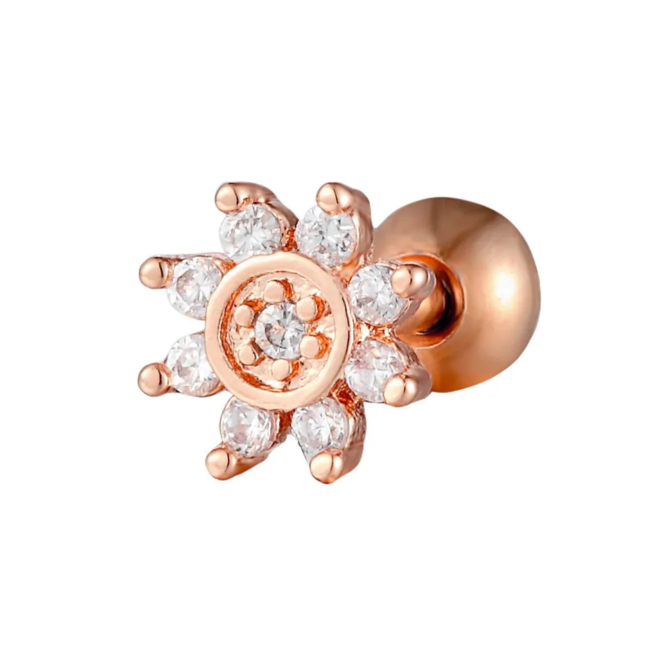tragus earing G23titan Кристалл Daith серьги хирургическая сталь ухо Daith пирсинг ювелирные изделия 16 г 6 мм ухо губная серьга-гвоздик аксессуары для украшения тела - Окраска металла: tragus earing