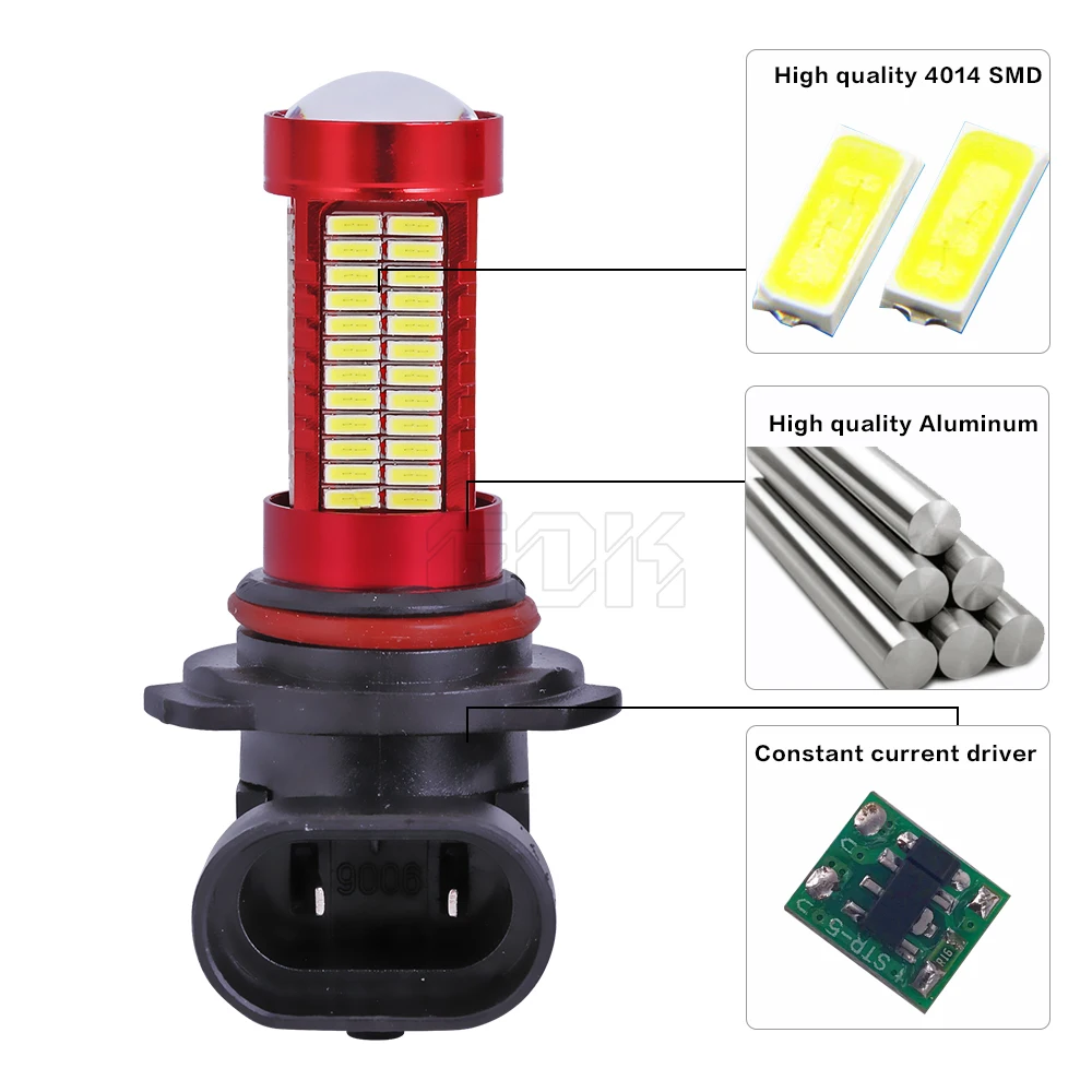 1 шт. Автомобильный светодиодный светильник H11 HB4 HB3 9005 9006 106SMD 4014 30 Вт светодиодные